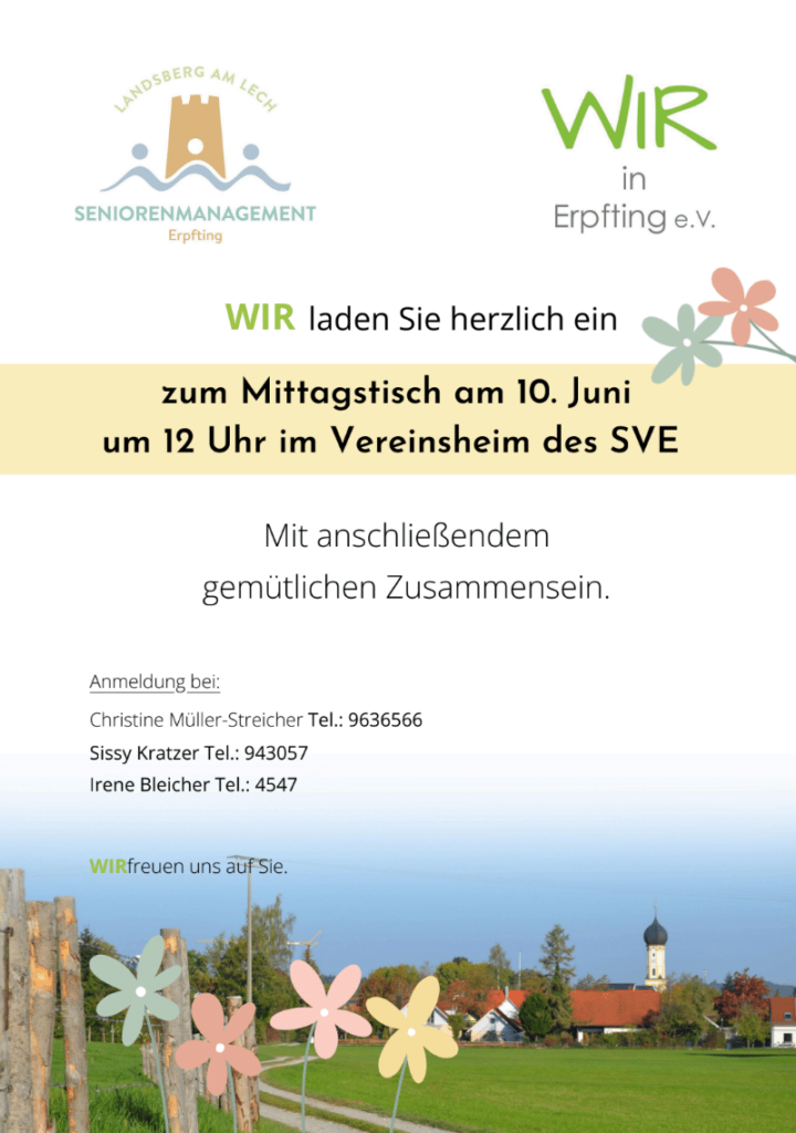 Mittagstisch WIR in Erpfting e.V. Juni 2026